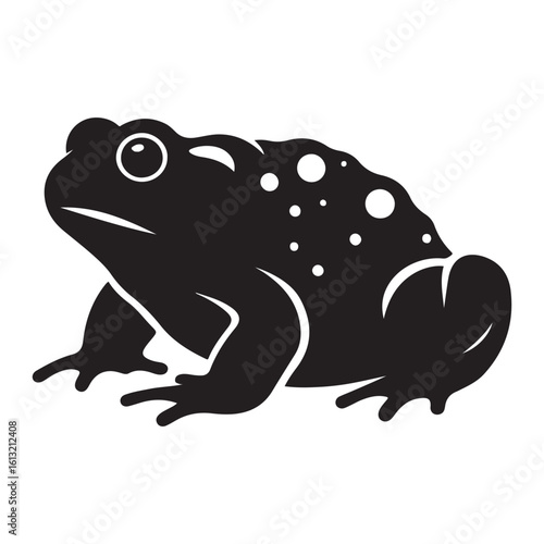 Minimal Black Toad Silhouette Vector with Spots