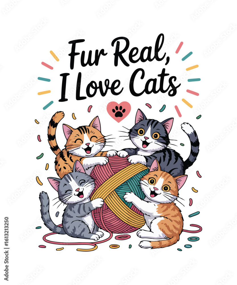 Fototapeta premium Cat T-Shirt Design Bundle – Cute, Funny, and Sassy Kitty Quotes with Cartoon Cats, Paw Prints, Meow Elements – Ideal for Sublimation, Apparel, Stickers, and Print-on-Demand Projects