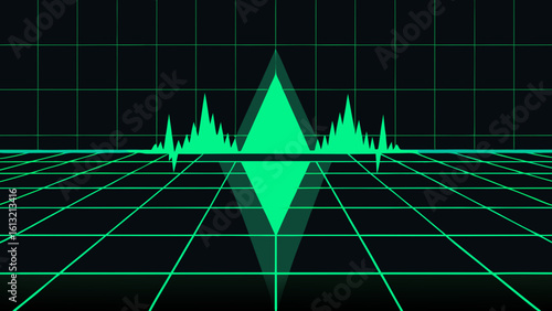 Abstract Digital Scanner Grid Green Pulse Waves