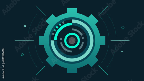 Abstract Gear Infused HUD Interface Rotating Segments
