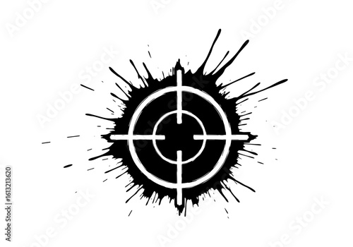 Ink splash design of a target for focus and precision themes