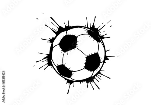 Ink splash design of a soccer ball for sports and athletic themes