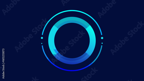 Neon Blue Ring with Radial Segments and Interface Elements