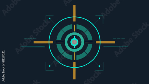 glowing circuit crosshairs dark panel