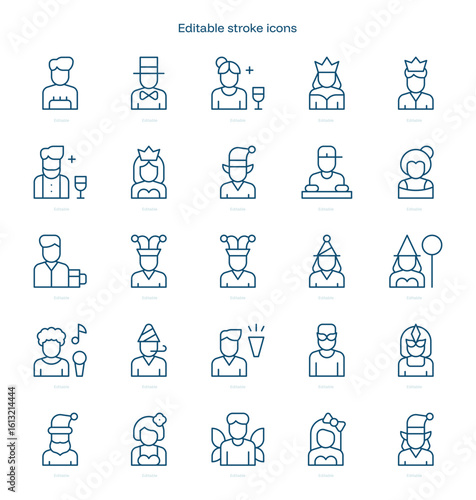 Party Avatars stroke icon. Party Avatars line icon set. editable stroke icon pack