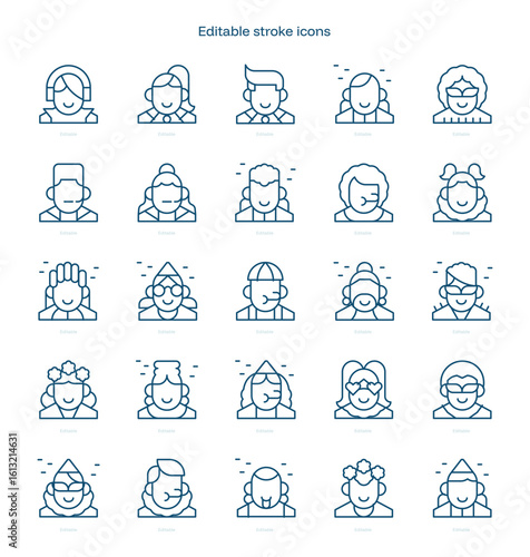 Party Avatars stroke icon. Party Avatars line icon set. editable stroke icon pack