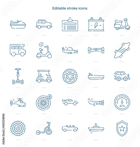 Personal Transport stroke icon. Personal Transport line icon set. editable stroke icon pack