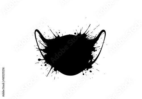 Ink splash design of a medical mask for health and safety themes