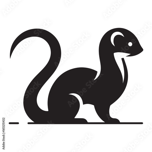 Minimal Black Weasel Silhouette Vector