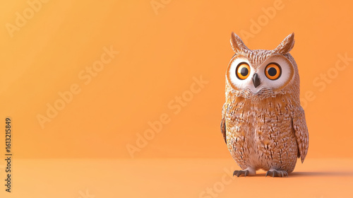 scream, A cartoon owl with wide eyes and a screaming expression in a vibrant 3D illustration style.