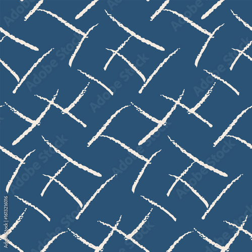 Abstract seamless pattern, random sketch texture with small brushstrokes, chalk strokes. Repeat wallpaper, textile print of hand drawn careless sketch checkered pattern. Vector illustration.