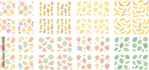 Colorful Fruit Pattern Seamless Background Design.