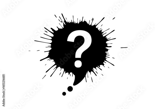 Question mark silhouette with paint splashes 