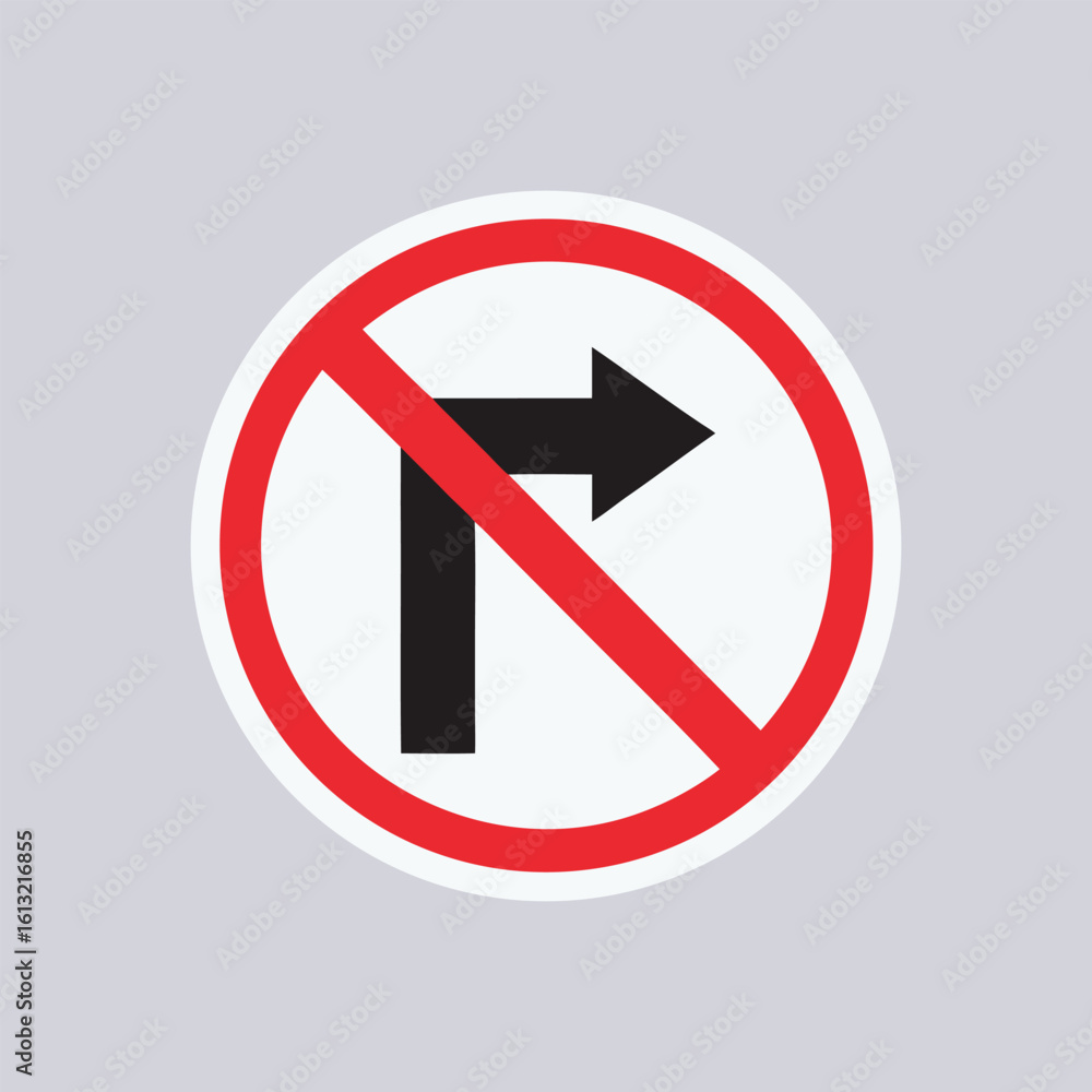 Red circle stop and no entry, parking, or smoking icons are isolated vector prohibition safety warning symbols minimalist flat design of do not turn right sign silhouette vector icon illustration Red circle stop and no entry, parking, or smoking icons are isolated vector prohibition safety warning symbols minimalist flat design of do not turn right sign silhouette vector icon illustration