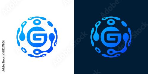 letter g logo design with globe technology, for technology, monogram, data and computers