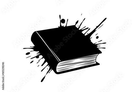 Book silhouette with paint splashes