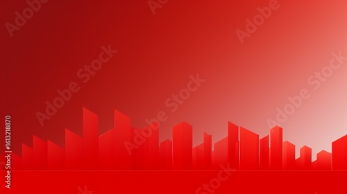 the red skyline of companies, copy space