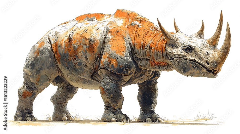 Fototapeta premium Heavily armored rhinolike creature illustration