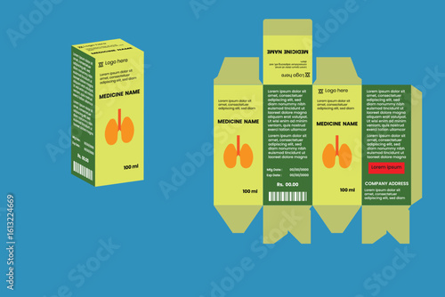 Medicine packet design template.  healthcare medicine box package creative design.  Product packaging design templates, syrup, gel, cosmetics,  package design. medicine box vector design. 