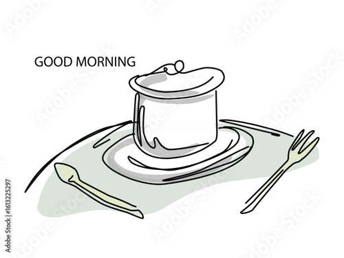 Coffee spoon on the table lineart vector .eps