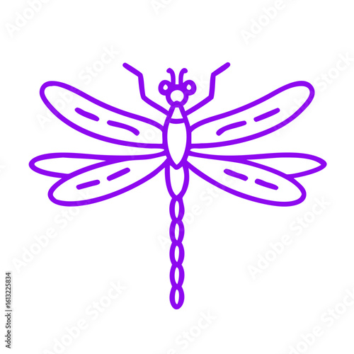 Vibrant purple dragonfly with delicate wings in a minimalist silhouette
