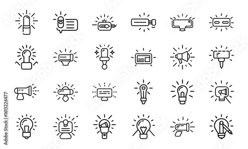  Collection of Glowing Digital Marketing, Communication, and Business Icons