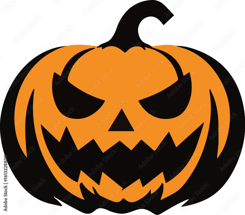 Fototapeta premium Vector of a carved Halloween pumpkin with spooky eyes and jagged mouth