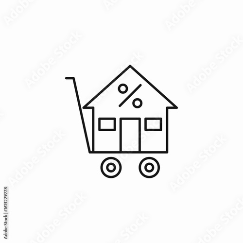 house shopping cart discount icon sign vector