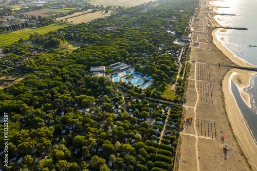 Fototapeta Naklejka Na Ścianę i Meble -  Camping site with swimming pools and beach on the Adriatic coast of Italy
