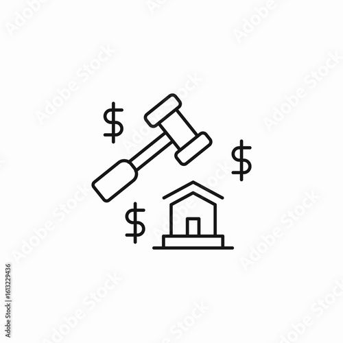 property auction gavel icon sign vector