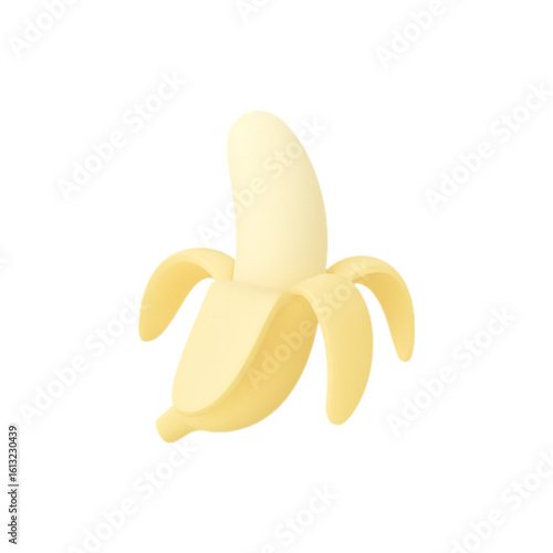 Stylized 3d rendered banana fruit isolated on transparent background