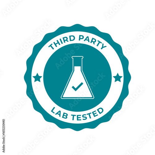 Third Party Lab Tested Badge Icons with Flask for Product Certification and Quality Assurance