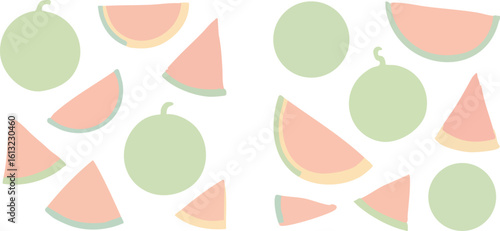 Pastel Watermelon and Melon Summer Pattern.