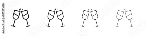 Wine toast icon outline vector sign, linear style pictogram.