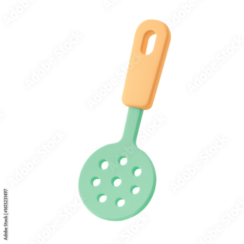 Cute cartoon skimmer with orange handle isolated on transparent background