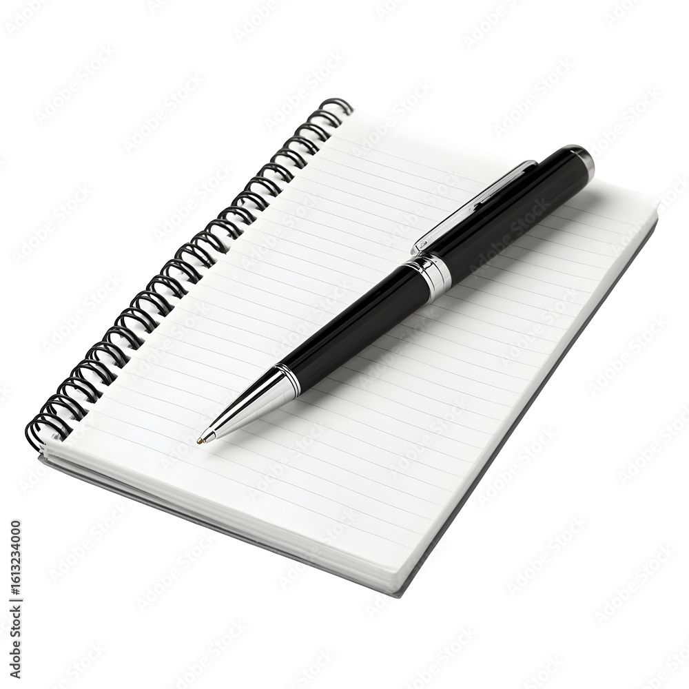 Spiral pen with notepad isolated on transparent background Spiral pen with notepad isolated on transparent background