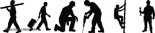 Wallpaper Mural Construction worker silhouette vector icons for labor, industry, safety, and professional occupation design projects Torontodigital.ca