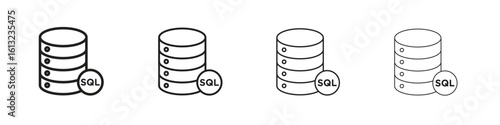 SQL icon outline vector sign, linear style pictogram.