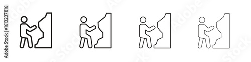 People Climbing icon outline vector sign, linear style pictogram.