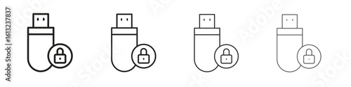 Pendrive security icon outline vector sign, linear style pictogram.