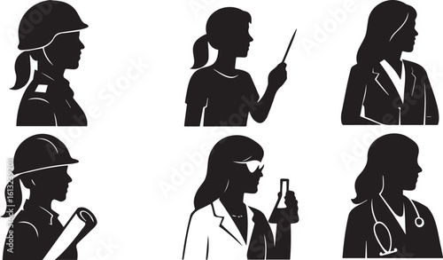 Faces of Work: Silhouettes of Diverse Professions in Action