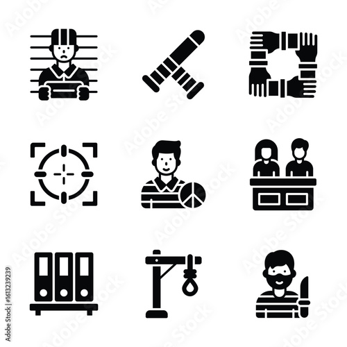 Check this premium bundle of crime and justice glyph style icons