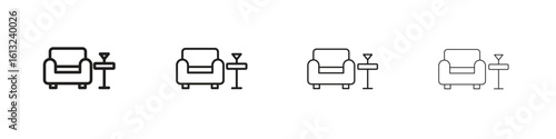 Lounge icon outline vector sign, linear style pictogram.