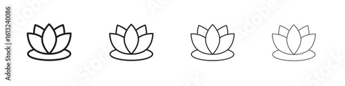 Lotus flower icon outline vector sign, linear style pictogram.