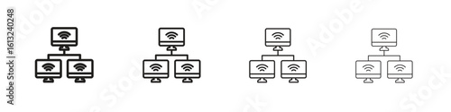 Local network icon outline vector sign, linear style pictogram.