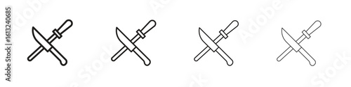 Knife sharpener icon outline vector sign, linear style pictogram.