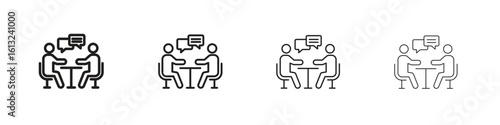 Job interview icon outline vector sign, linear style pictogram.