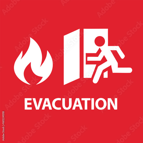 A vector logo design featuring fire exit and fire extinguisher signs, ideal for business safety concept illustration minimalist flat design of safety evacuation silhouette vector icon illustration on 