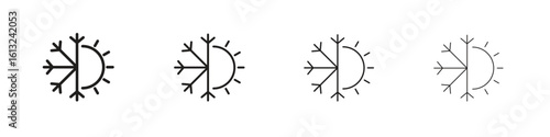 Hot and cold icon outline vector sign, linear style pictogram.