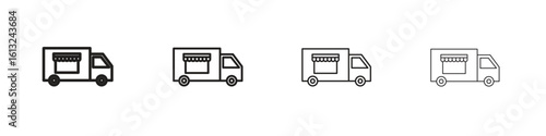 Food truck icon outline vector sign, linear style pictogram.